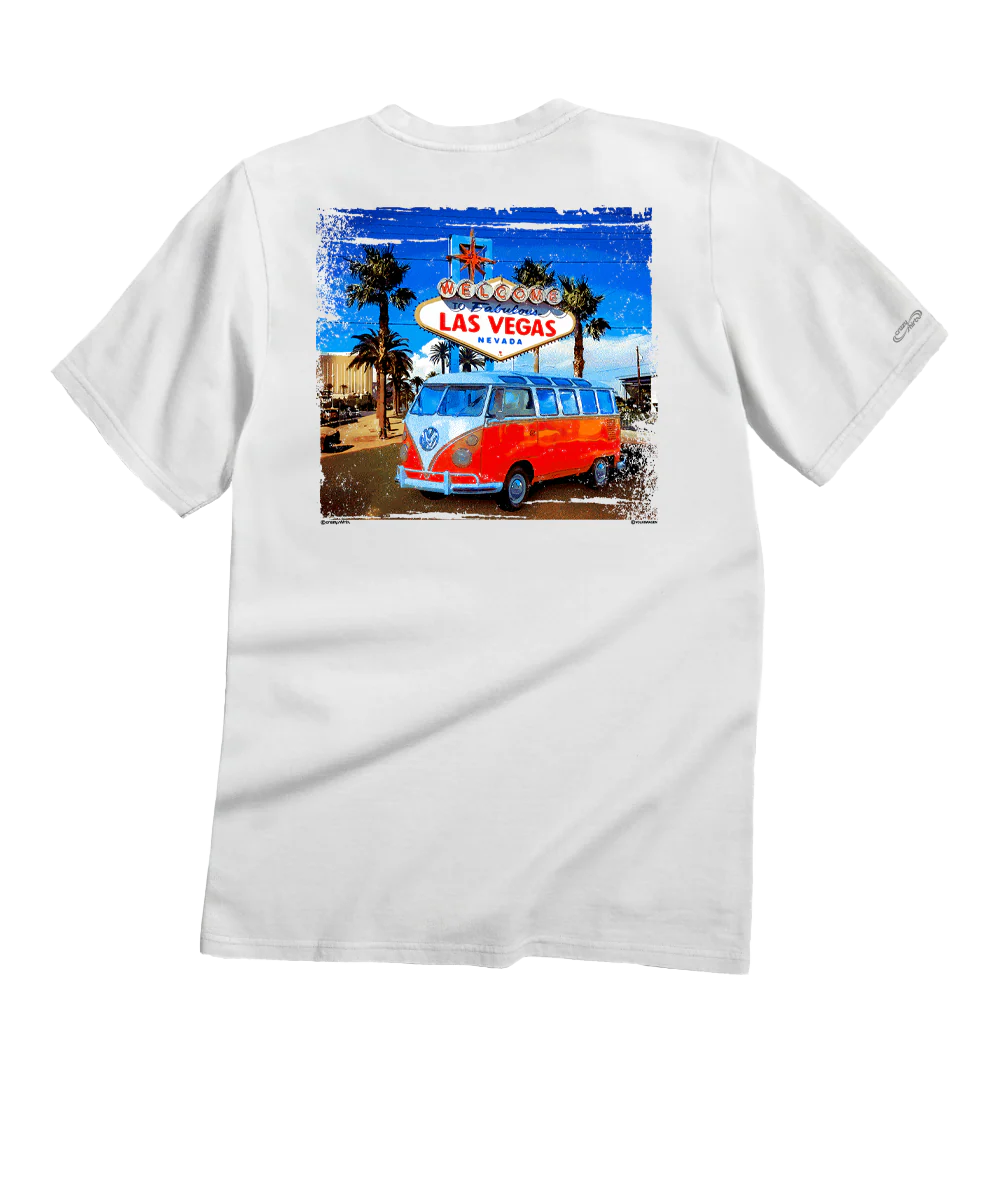 Volkswagen Vegas Sign - White Short Sleeve Crewneck T-Shirt