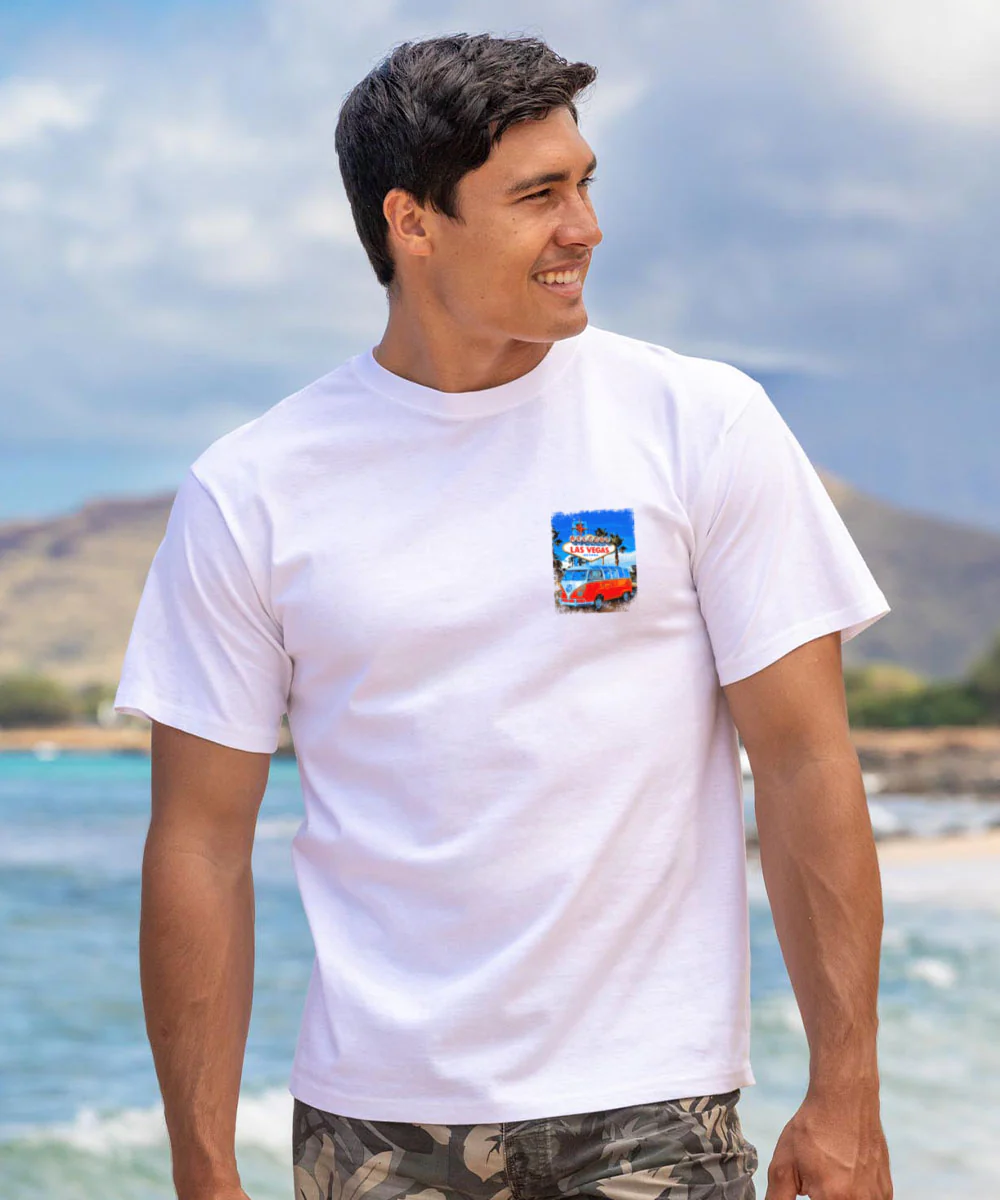 Volkswagen Vegas Sign - White Short Sleeve Crewneck T-Shirt - Image 3