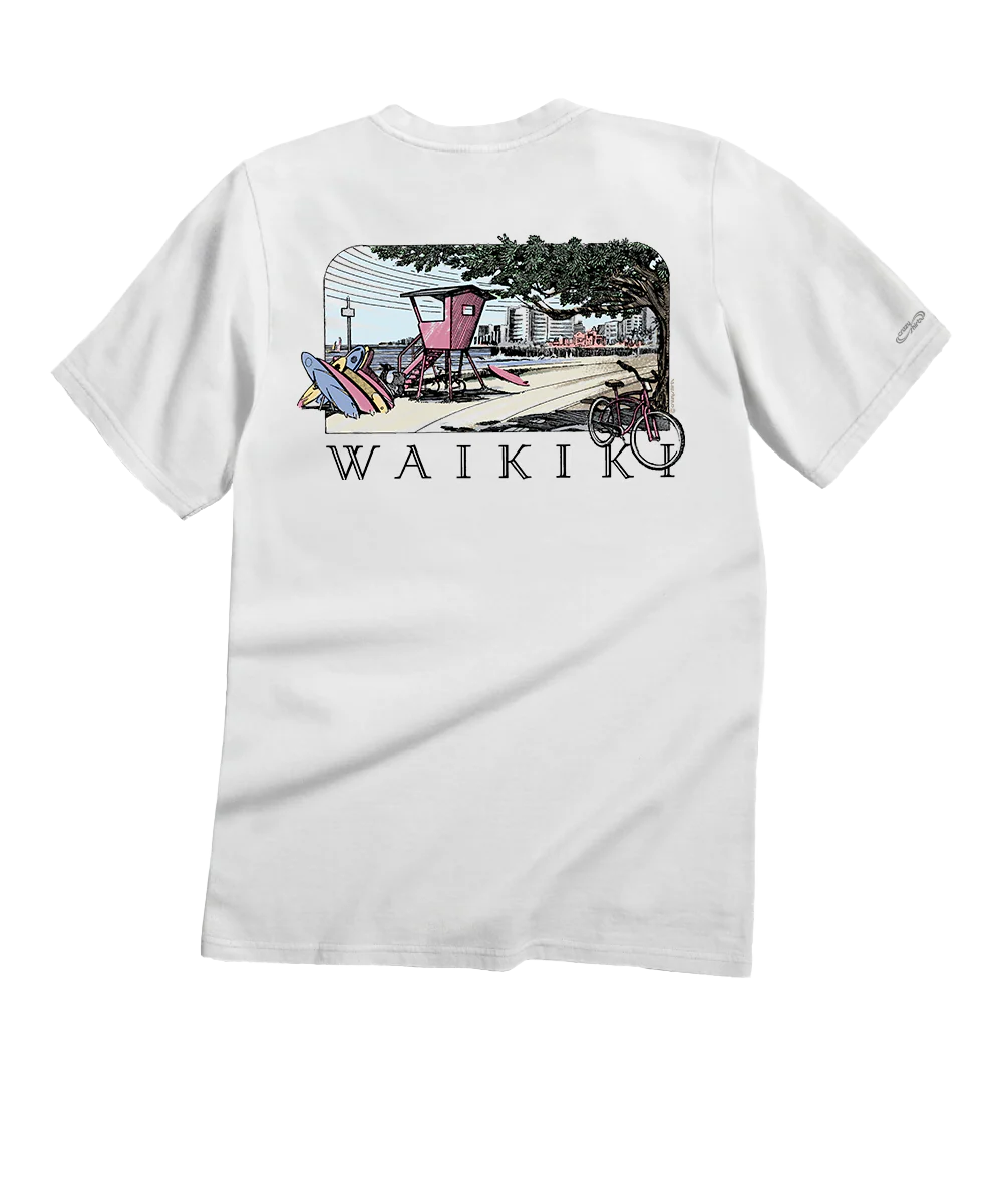 Waikiki Beach - White Short Sleeve Crewneck T-Shirt