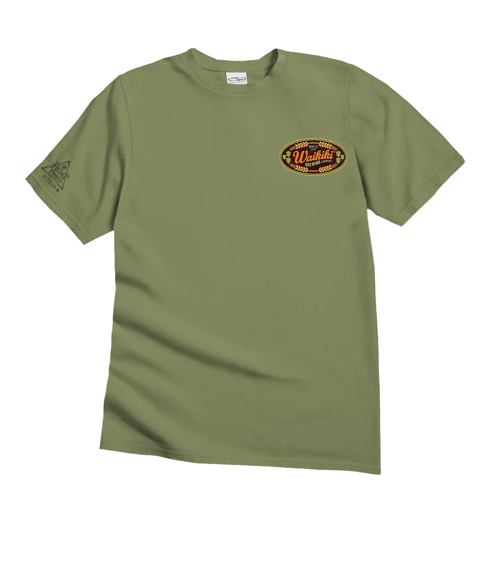 Waikiki Brewing Co Sunset Brew - Hemp Dyed Short Sleeve Crewneck T-Shirt - Image 4
