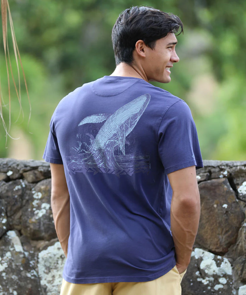 Whale Breach - Indigo Short Sleeve Pima T-Shirt - Image 2