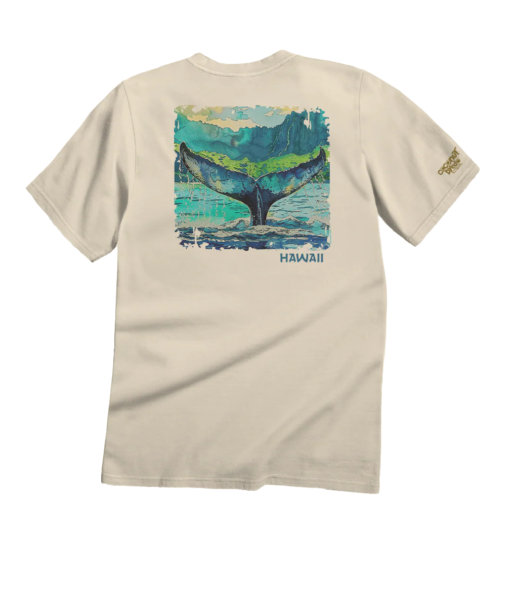 Whale Tail Watercolor - Coconut Dyed Short Sleeve Crewneck T-Shirt