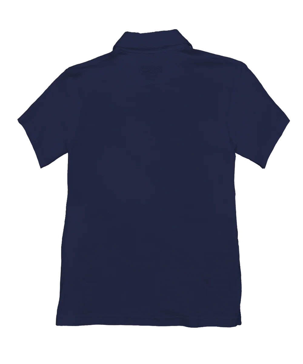 Wood Cut Shark - Indigo Short Sleeve Pima Polo - Image 4