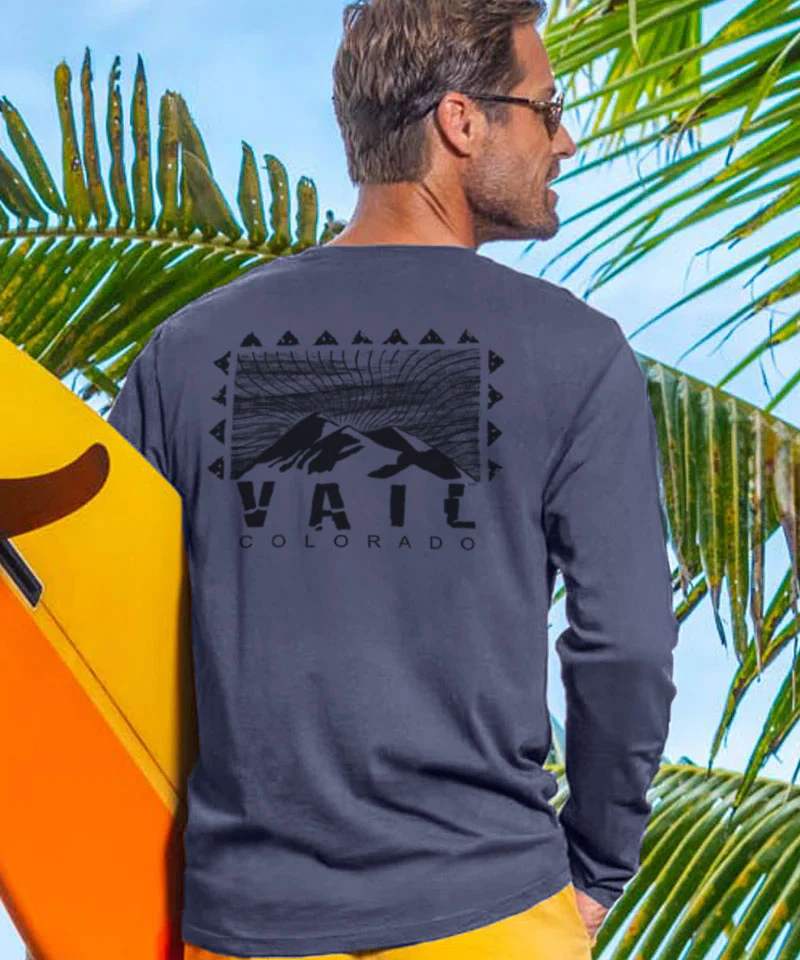 Wood Cut Vail - Smoke Long Sleeve Pima T-Shirt - Image 2