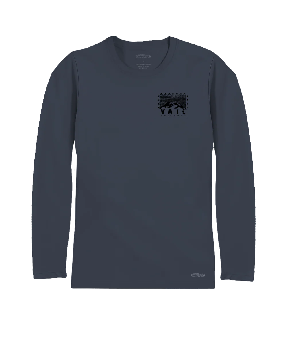 Wood Cut Vail - Smoke Long Sleeve Pima T-Shirt - Image 4