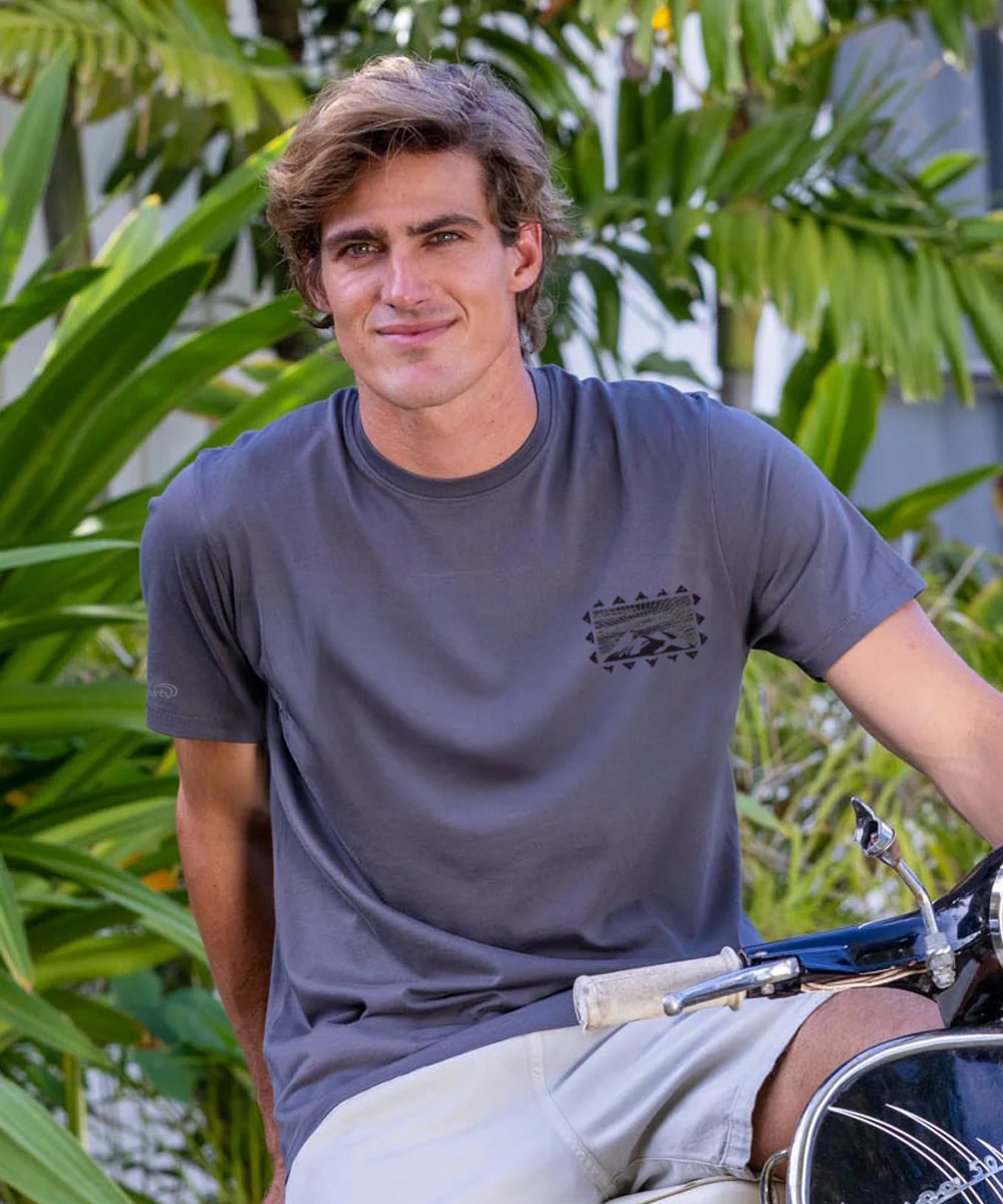 Wood Cut Vail - Smoke Short Sleeve Pima T-Shirt - Image 3