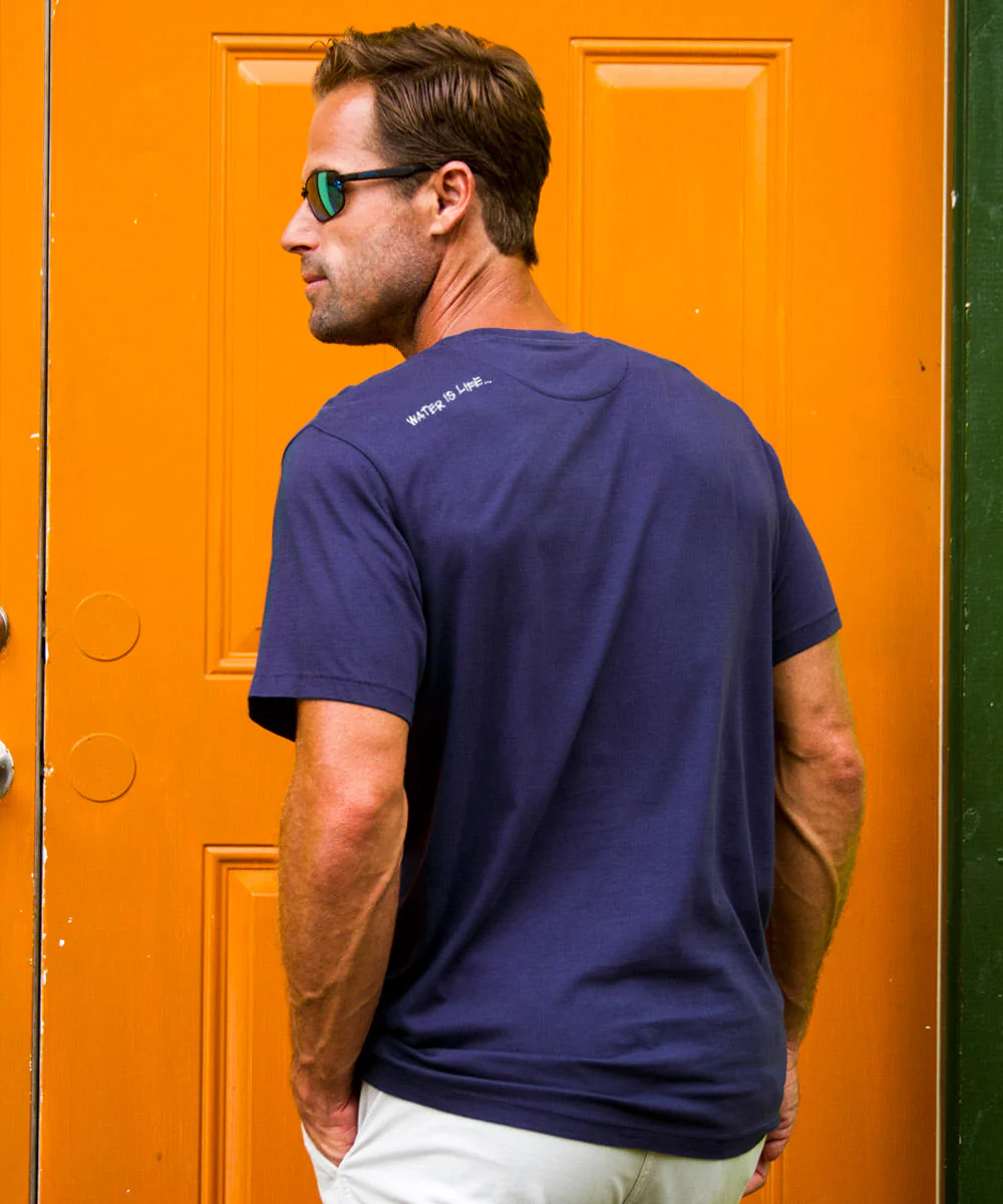 Wyland® Whale Tail Brush - Indigo Short Sleeve Pima T-Shirt - Image 3