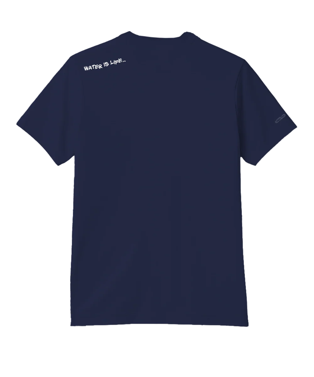 Wyland® Whale Tail Brush - Indigo Short Sleeve Pima T-Shirt - Image 4
