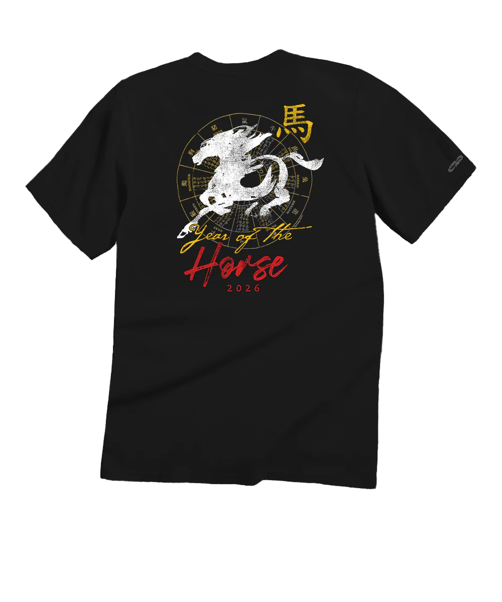 Year Of The Horse 2026 - Black Short Sleeve Crewneck T-Shirt