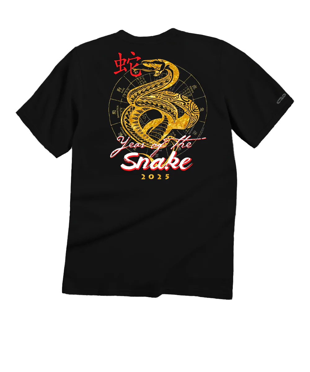 Year Of The Snake 2025 - Black Short Sleeve Crewneck T-Shirt