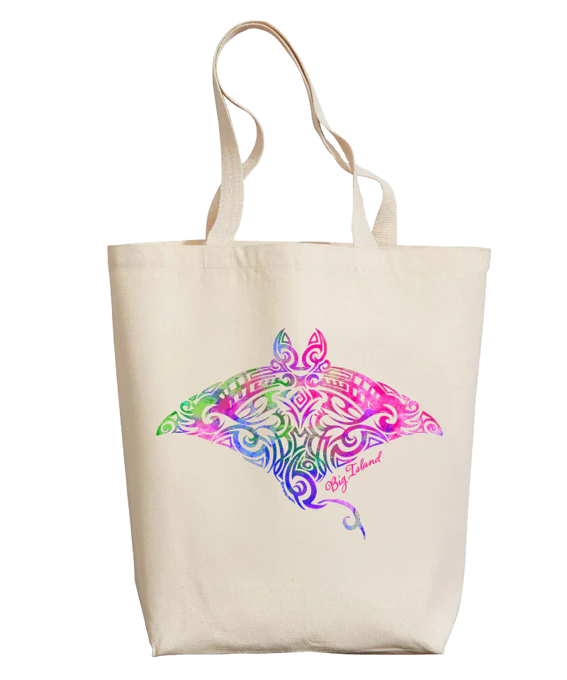 Rainbow Manta Ray - Natural Weekend Tote