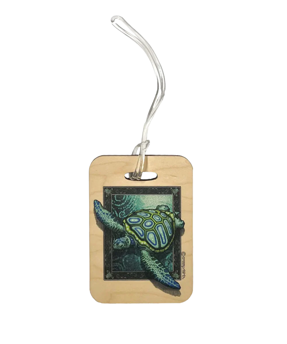 Sea Turtle Mosaic - Wooden Bag Tag