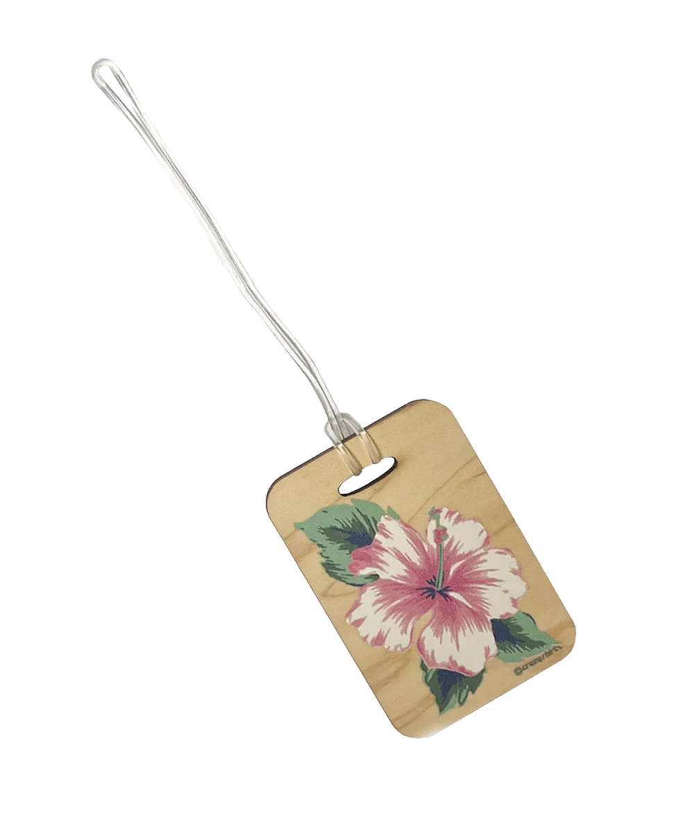 Tribal Hibiscus Lei - Wooden Bag Tag