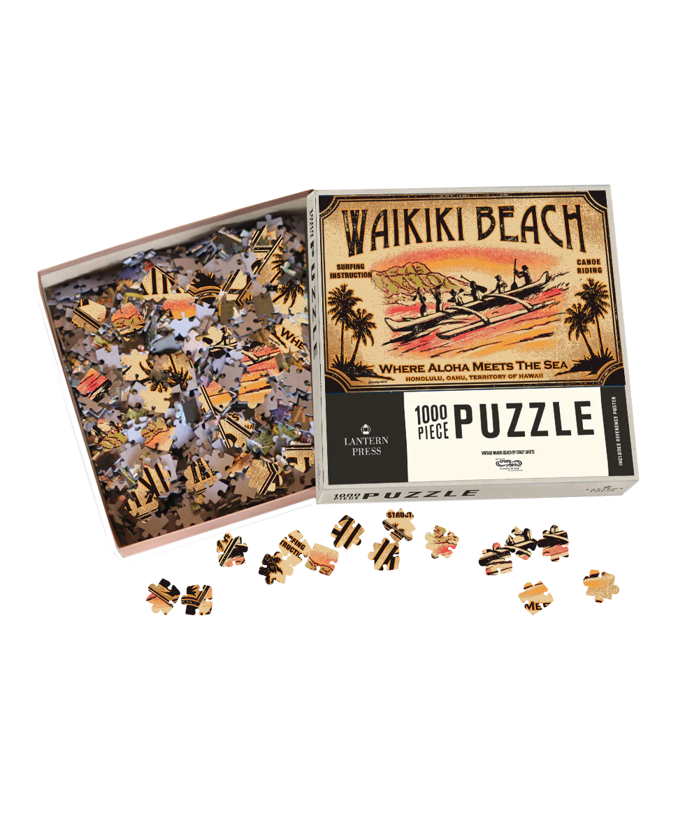 Vintage Waikiki Beach - 1000 Piece Puzzle