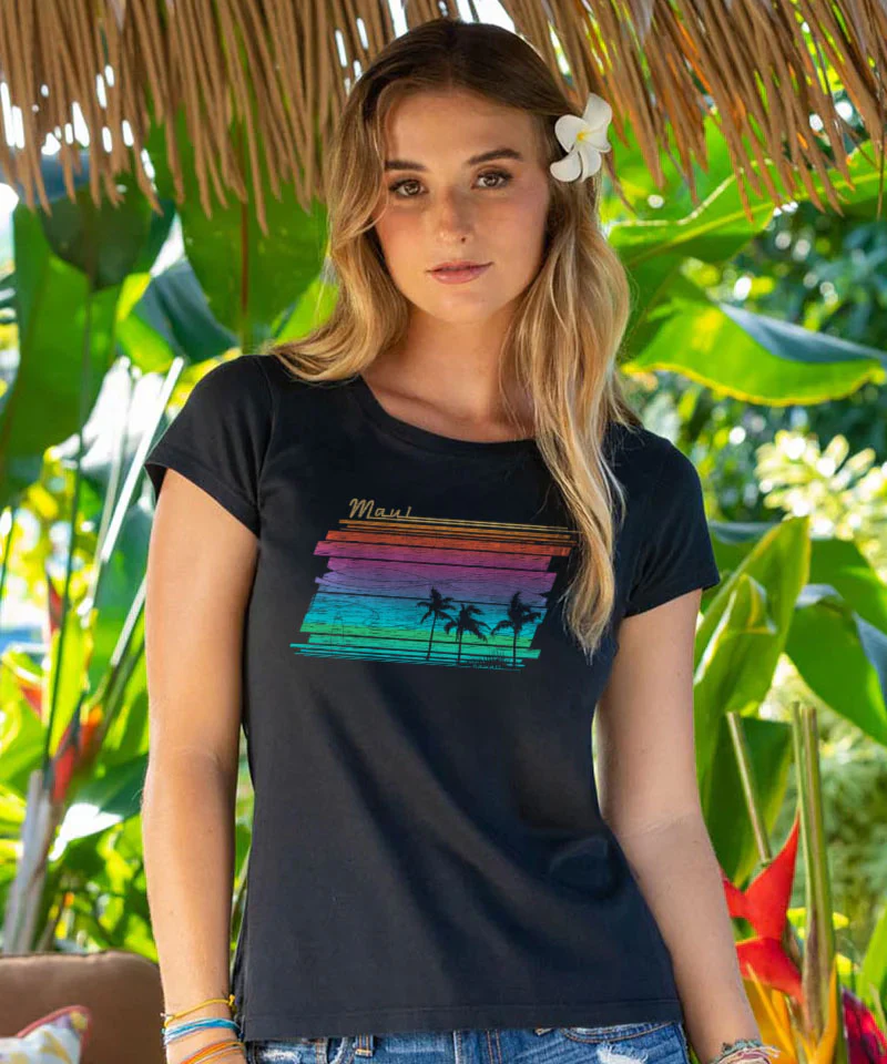 Abstract Beach - Jet Black Short Sleeve Pima T-Shirt - Image 2