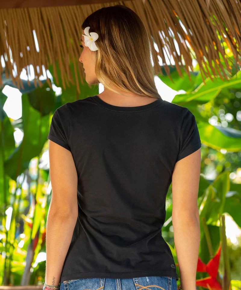 Abstract Beach - Jet Black Short Sleeve Pima T-Shirt - Image 3
