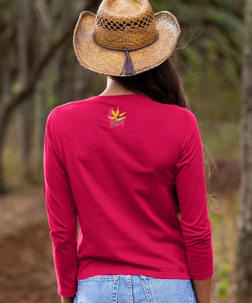 Aloha Bop - Raspberry Dyed Long Sleeve Crewneck T-Shirt - Image 3