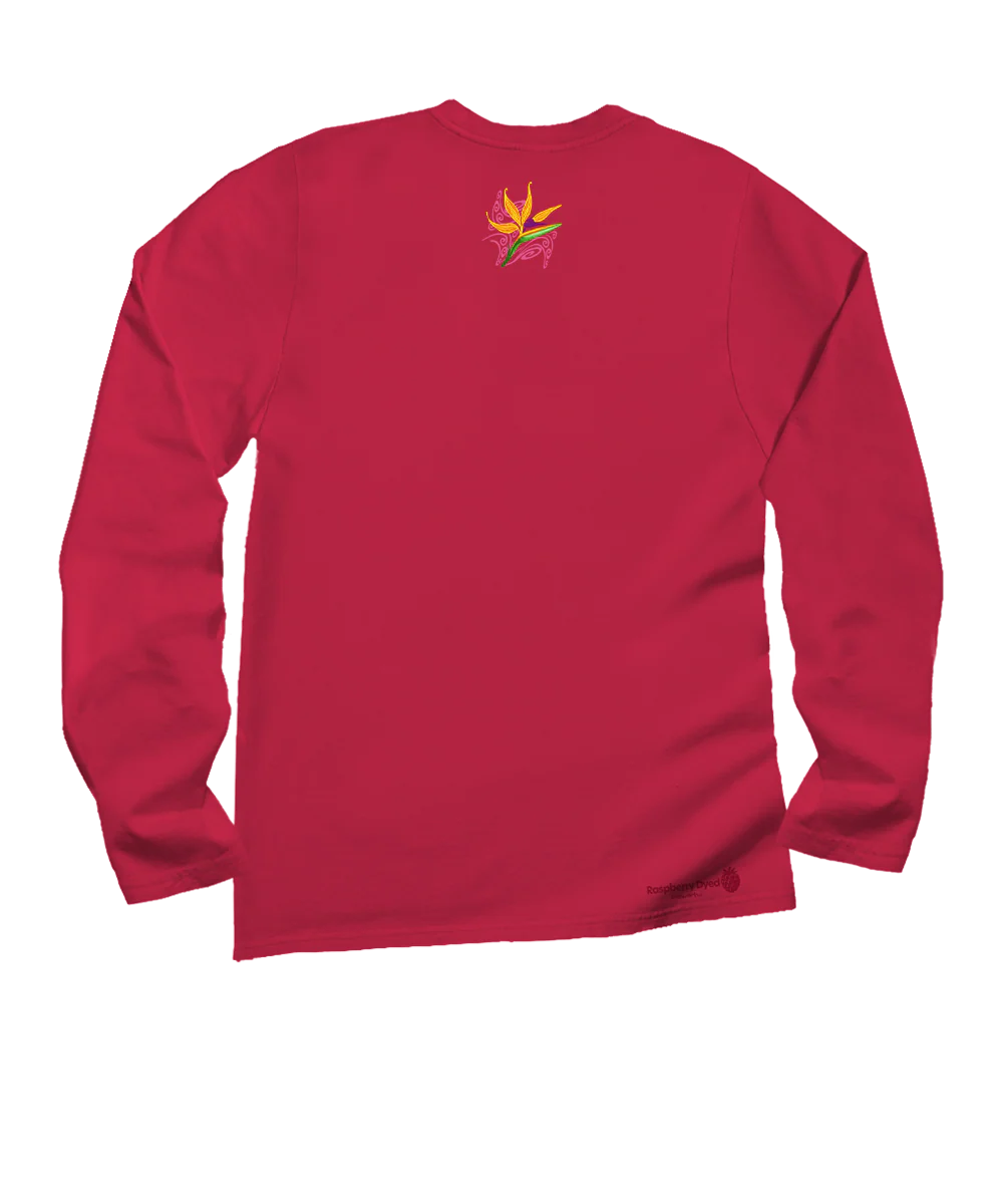 Aloha Bop - Raspberry Dyed Long Sleeve Crewneck T-Shirt - Image 4