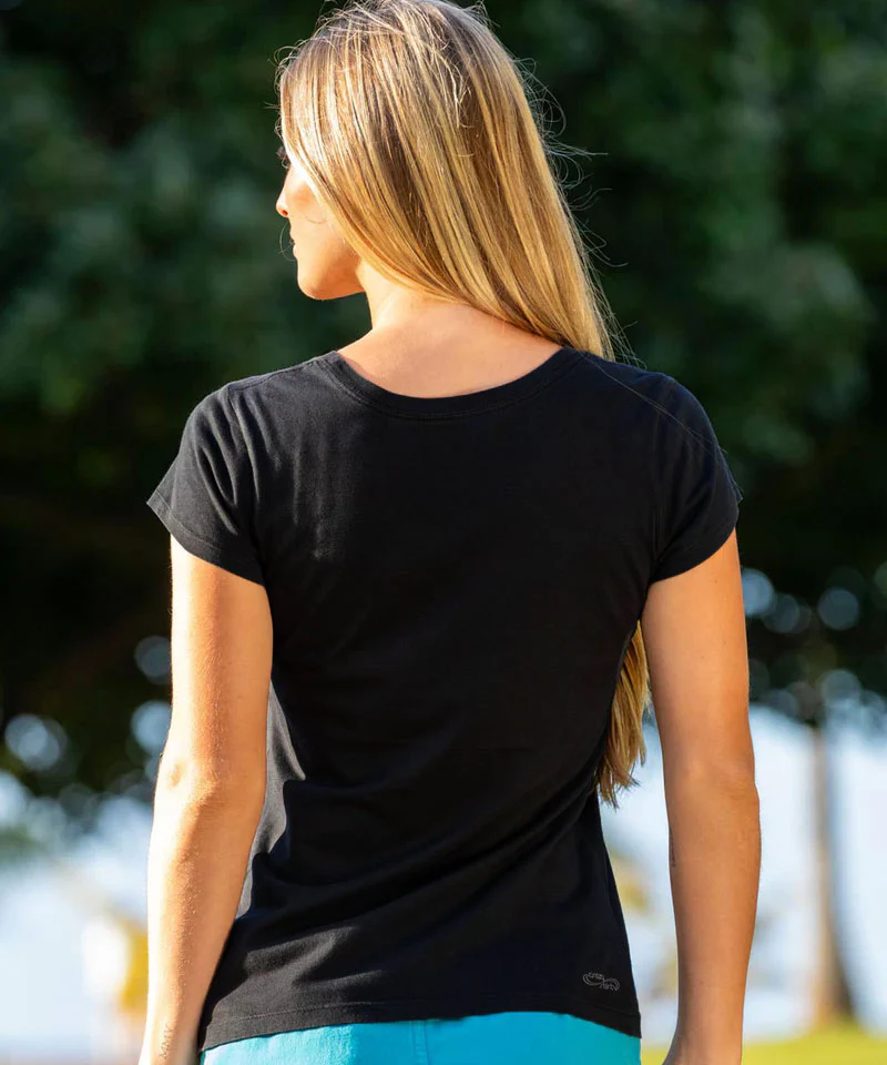 Around Kailua - Jet Black Short Sleeve Pima T-Shirt - Image 3