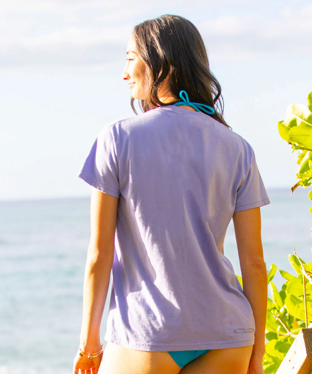 Artsy Floral - Lavender Dyed Short Sleeve Crewneck T-Shirt - Image 3