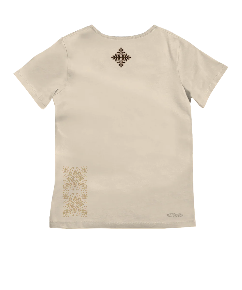 Batik Ginger - Sand Short Sleeve Pima V-Neck T-Shirt - Image 4