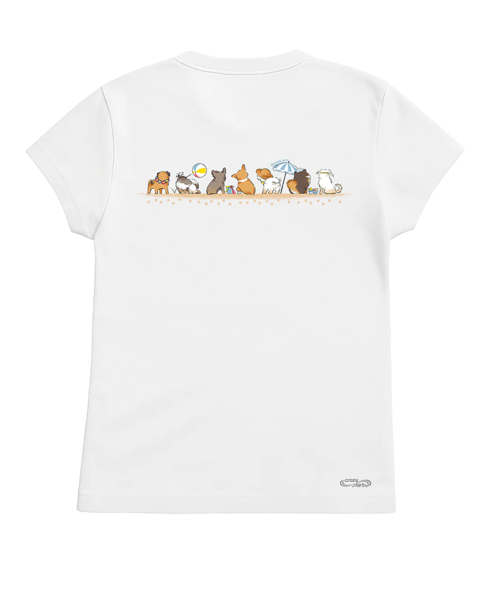 Beach Pups - White Short Sleeve Crewneck T-Shirt - Image 4