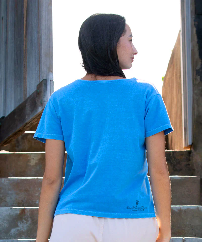 Beautiful Laguna - Blue Hawaii Dyed Short Sleeve Scoop Neck T-Shirt - Image 3