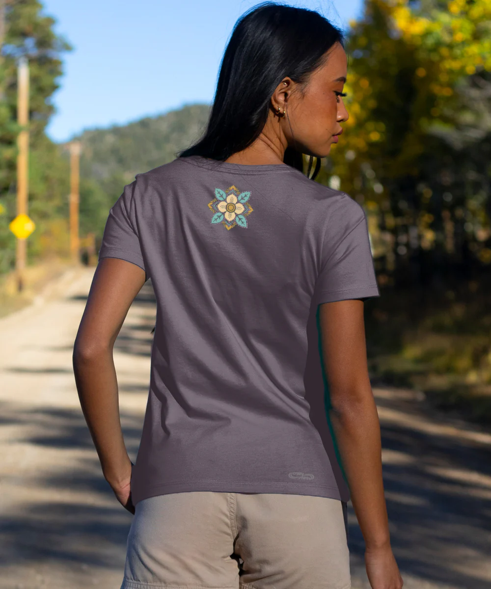 Blossom Quilt - Graphite Short Sleeve Pima T-Shirt - Image 3