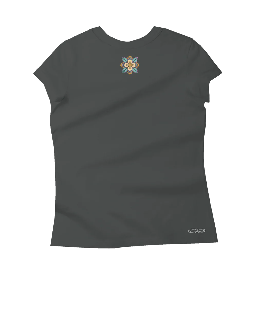 Blossom Quilt - Graphite Short Sleeve Pima T-Shirt - Image 4