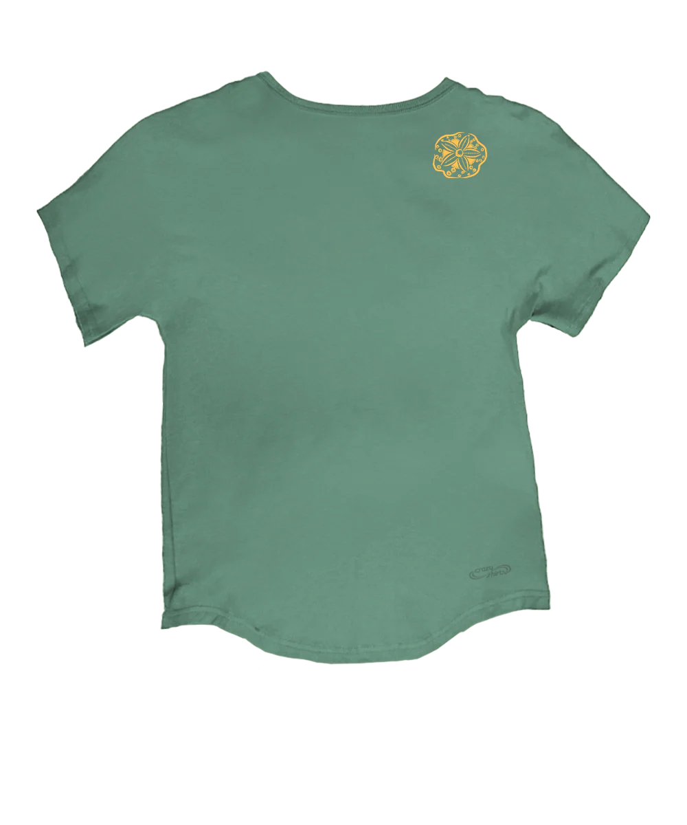 Crazy Shells - Sage Green Short Sleeve Dolman V-Neck Tee - Image 4