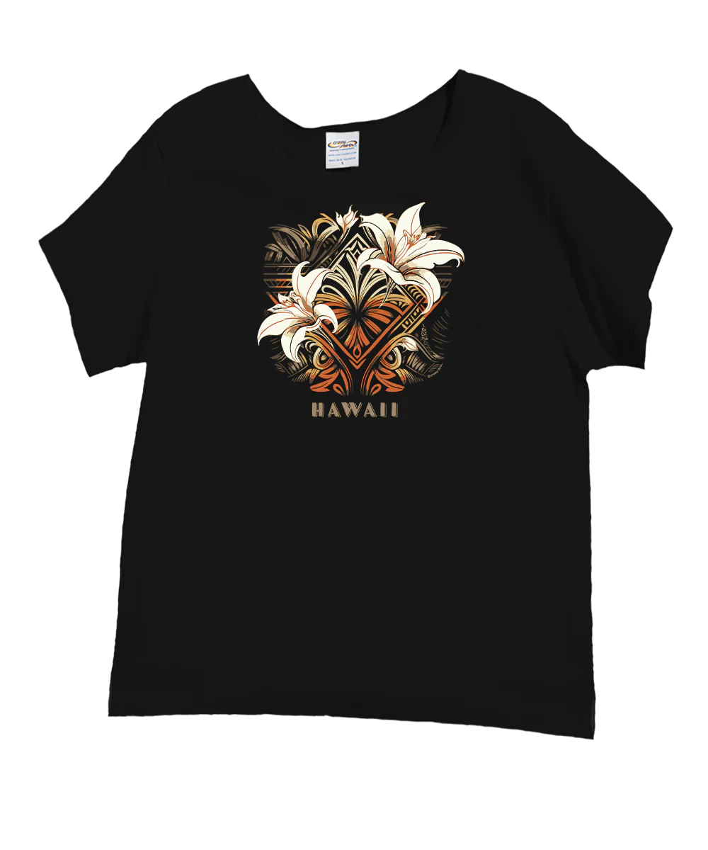 Decorative Lilies - Black Short Sleeve Scoop Neck T-Shirt