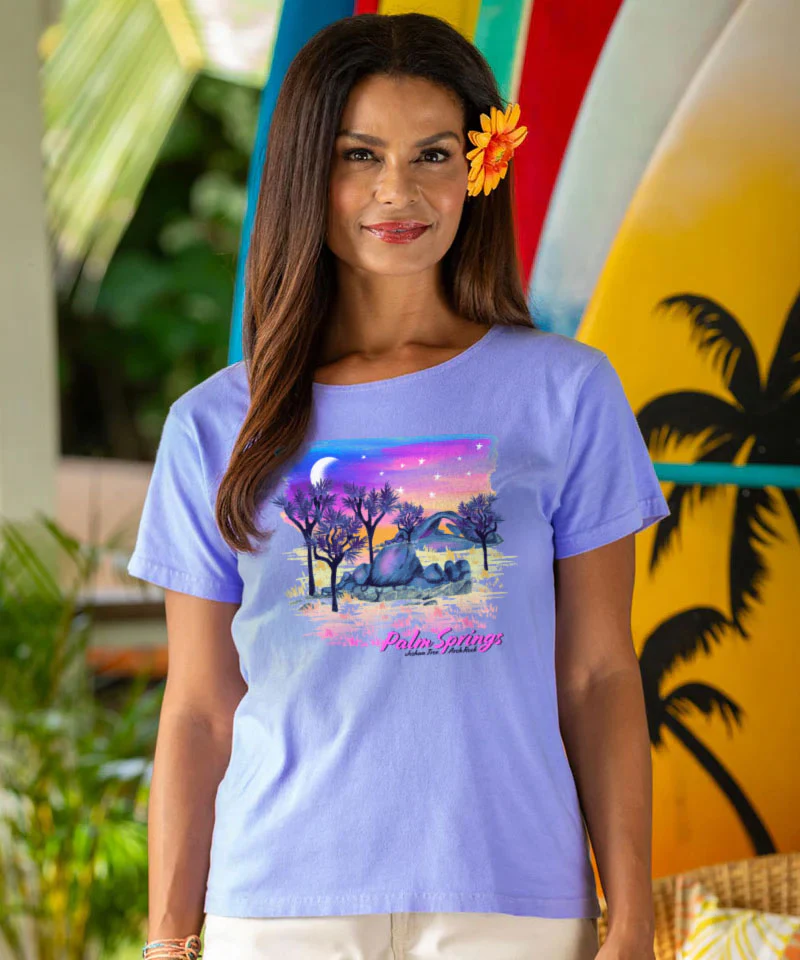 Desert Radiance - Lavender Dyed Short Sleeve Scoop Neck T-Shirt - Image 2