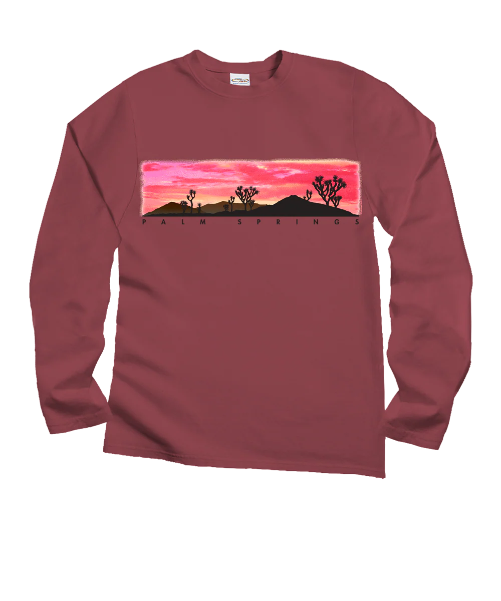 Desert Sunset - Paradise Red Dyed Long Sleeve Crewneck T-Shirt