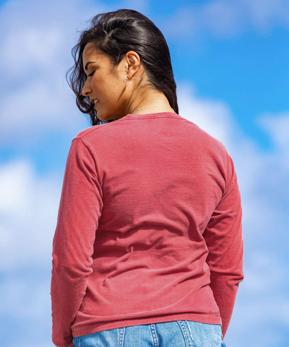 Desert Sunset - Paradise Red Dyed Long Sleeve Crewneck T-Shirt - Image 3