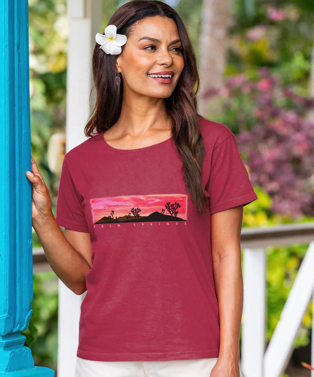 Desert Sunset - Paradise Red Dyed Short Sleeve Scoop Neck T-Shirt - Image 2