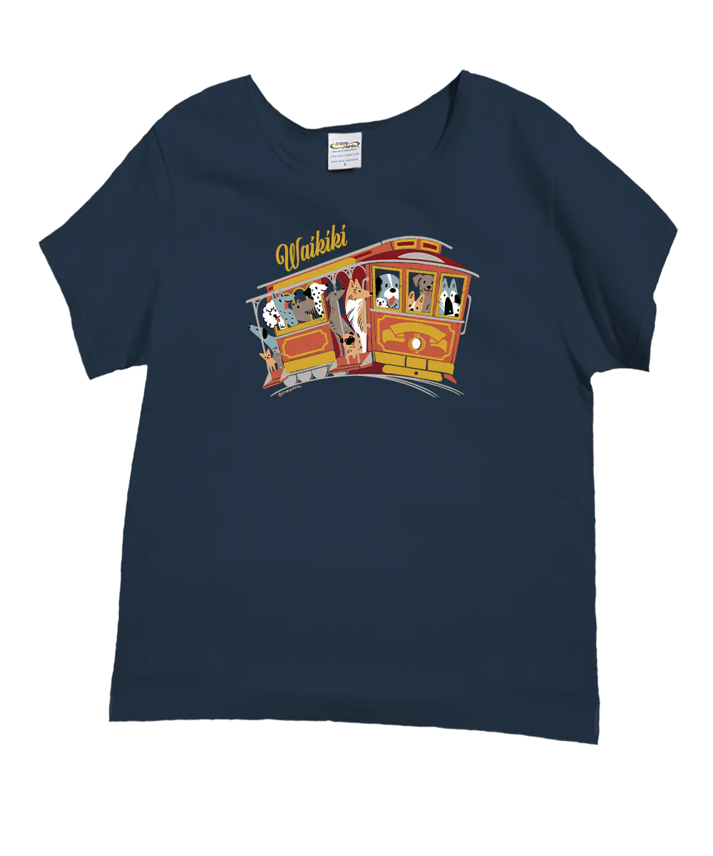 Dog Trolley - Navy Short Sleeve Scoop Neck T-Shirt