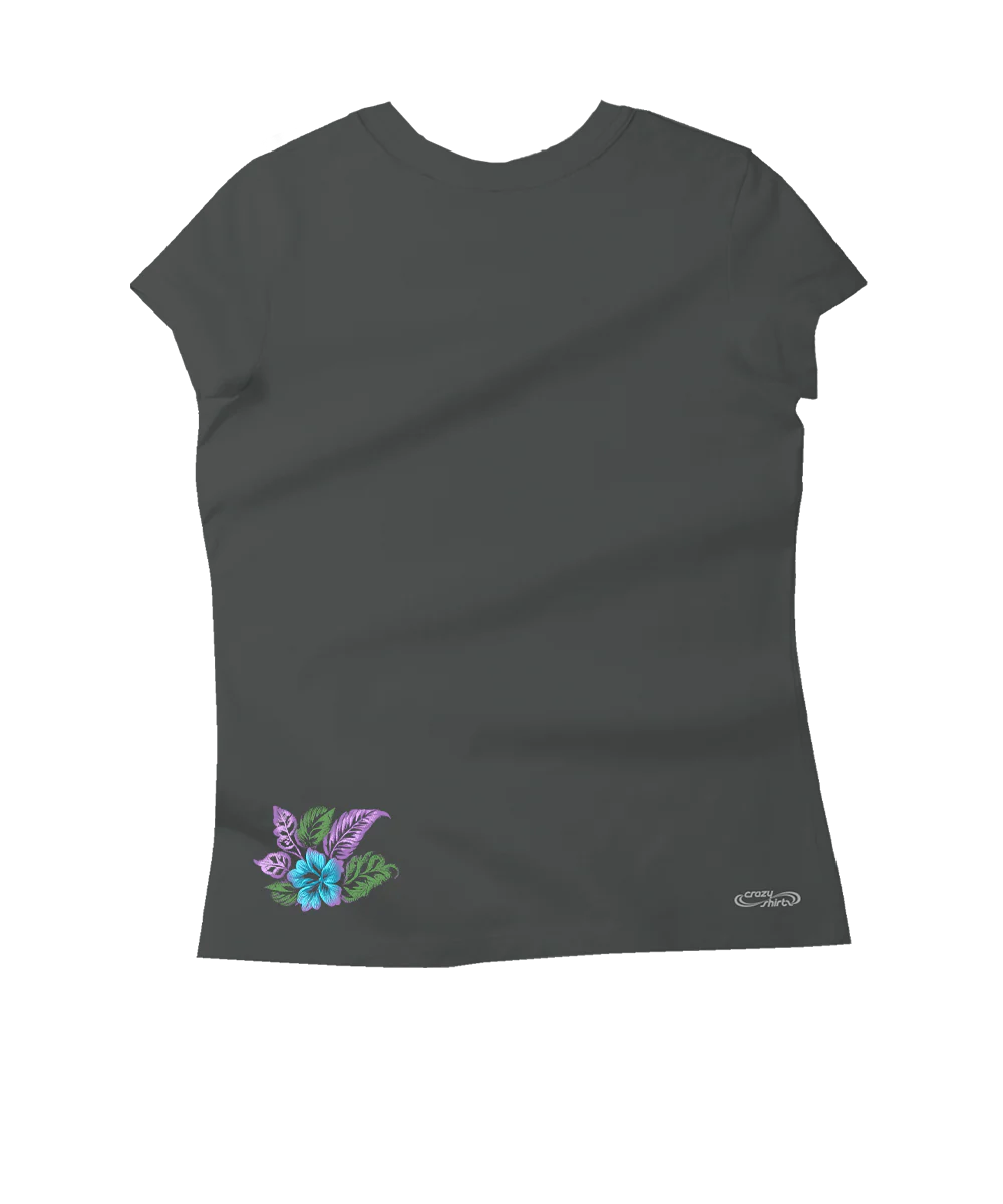 Elegant Floral Band - Graphite Short Sleeve Pima T-Shirt - Image 4