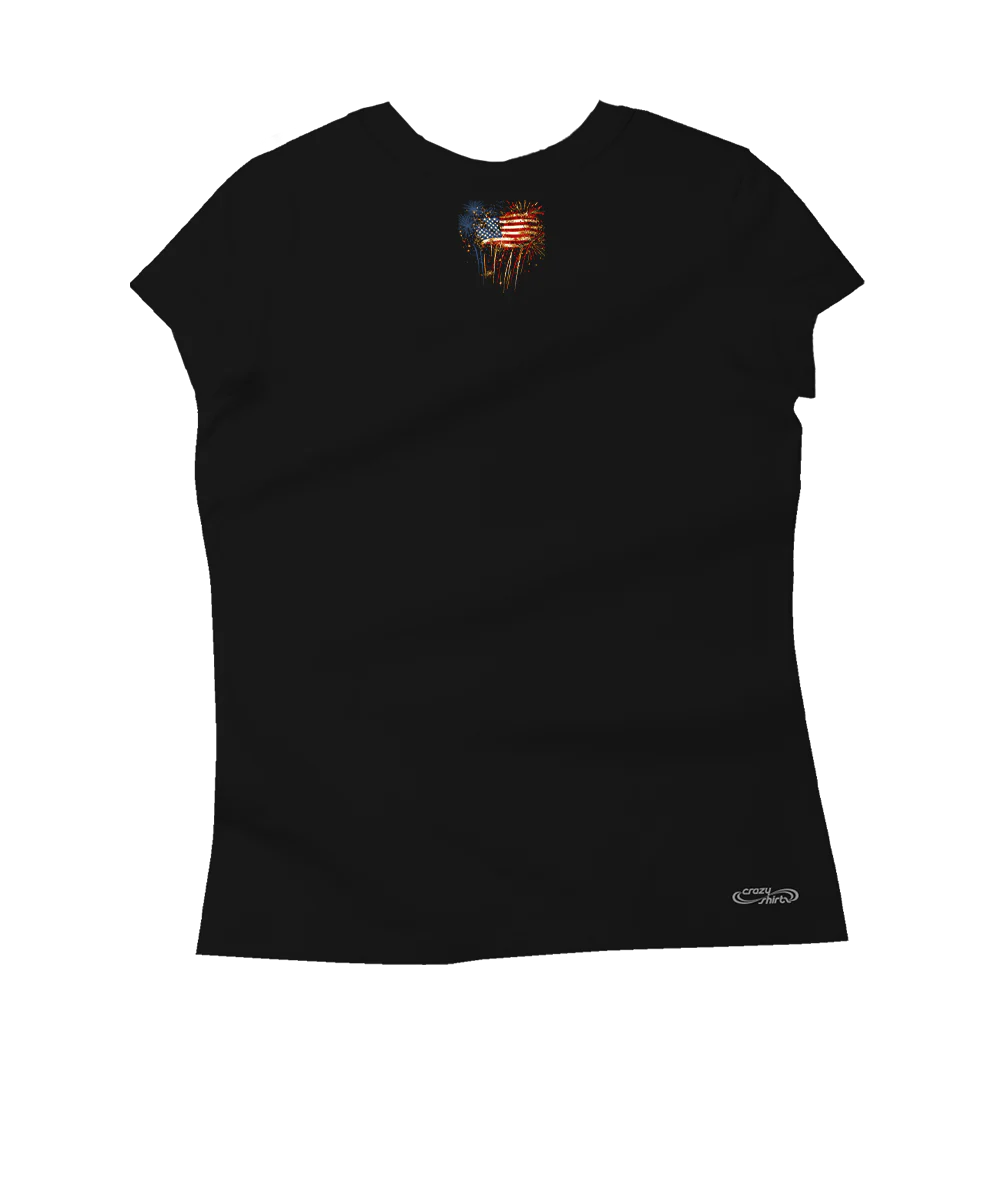 Fireworks Flag - Jet Black Short Sleeve Pima T-Shirt - Image 4