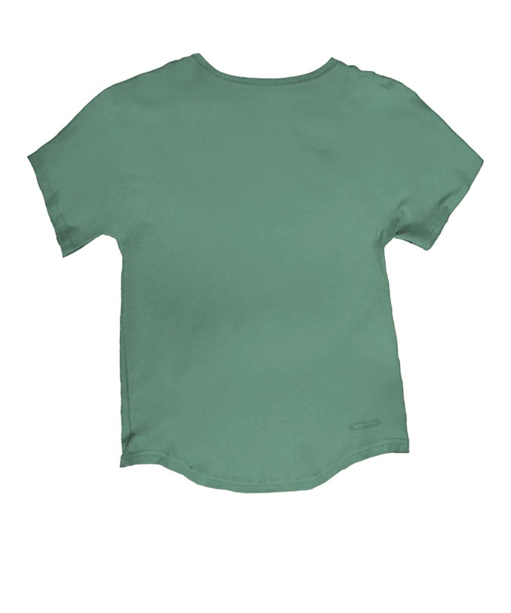 Floral Brocade Cascade - Sage Green Short Sleeve Dolman V-Neck Tee - Image 4