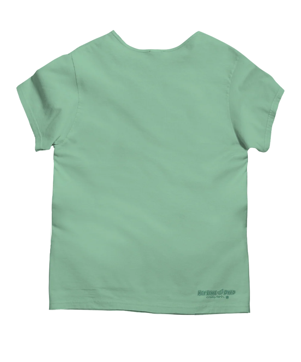 Floral Flag - Key Lime Dyed Short Sleeve Scoop Neck T-Shirt - Image 4
