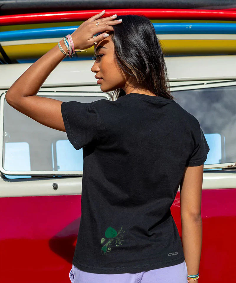 Flurry Of Leaves - Black Short Sleeve Crewneck T-Shirt - Image 3