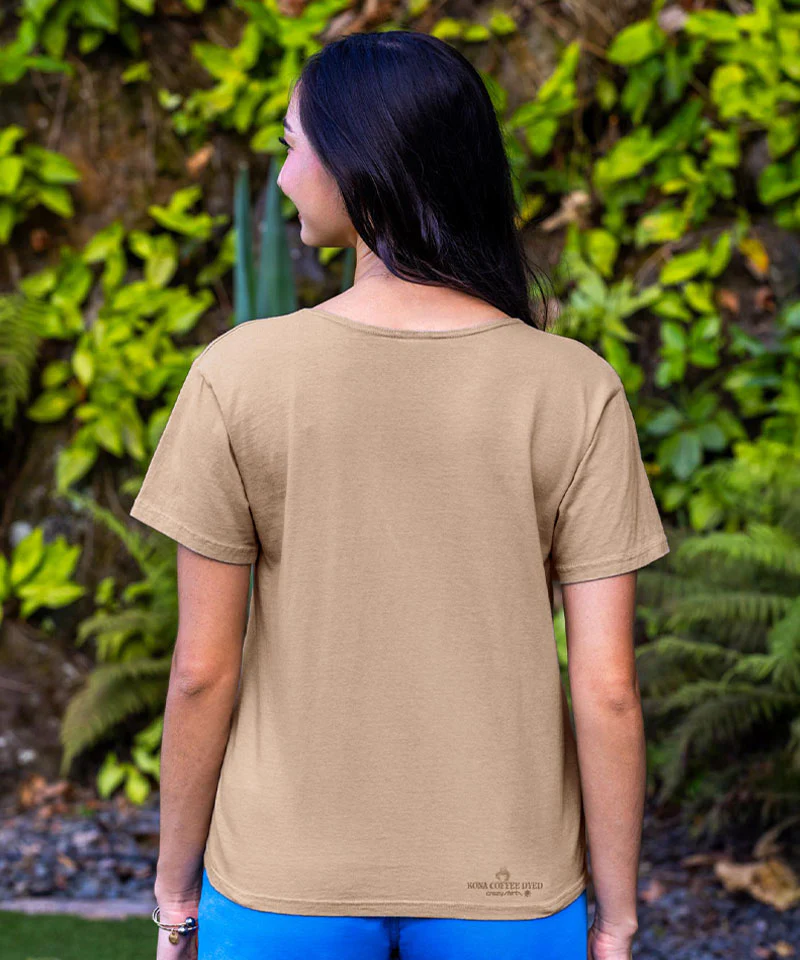 Golden Gate Poppies - Kona Coffee Dyed Short Sleeve Scoop Neck T-Shirt - Image 3