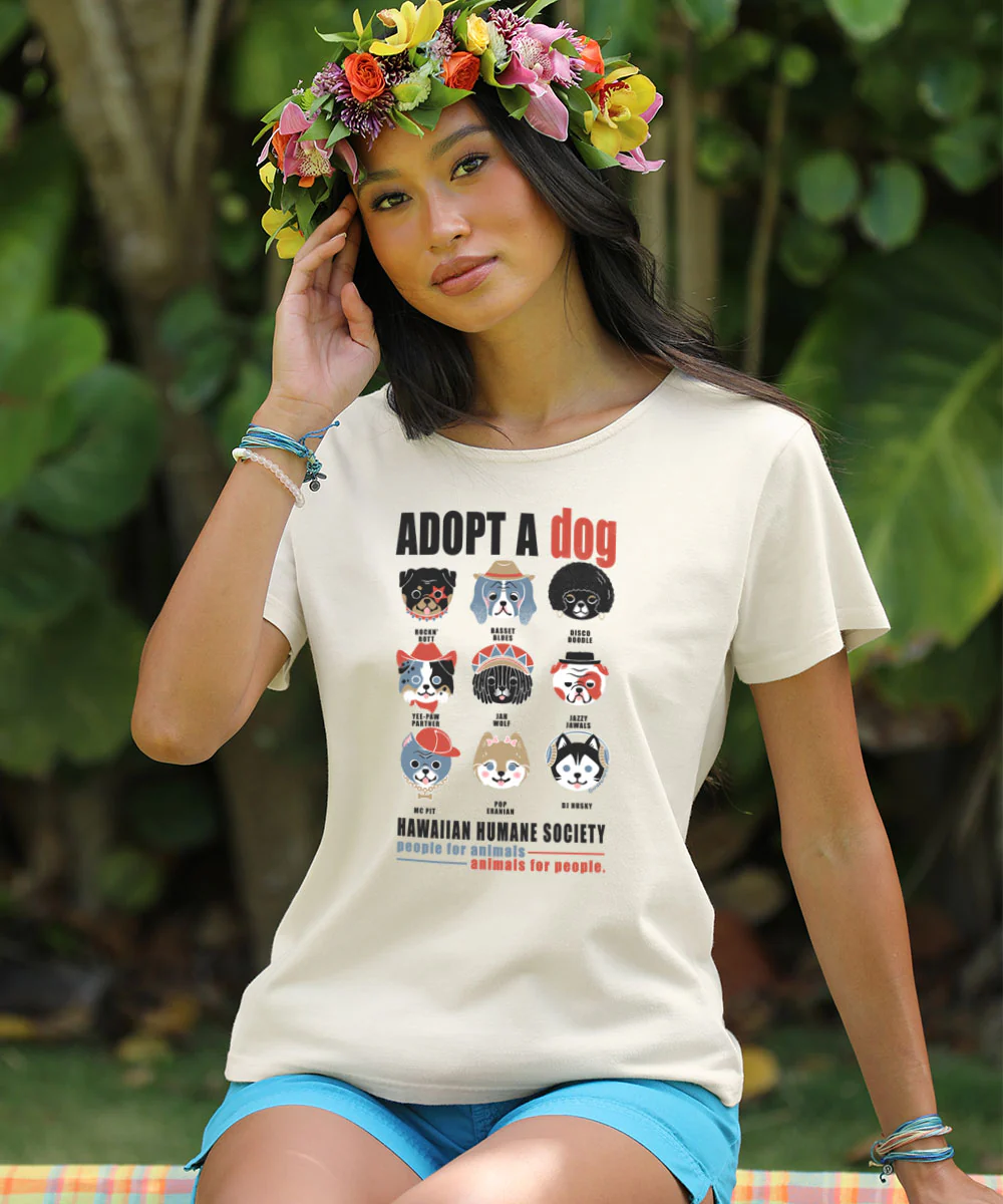 Hawaiian Humane Society Adopt A Dog Canine Musicians - Coconut Dyed Short Sleeve Scoop Neck T-Shirt - Image 2