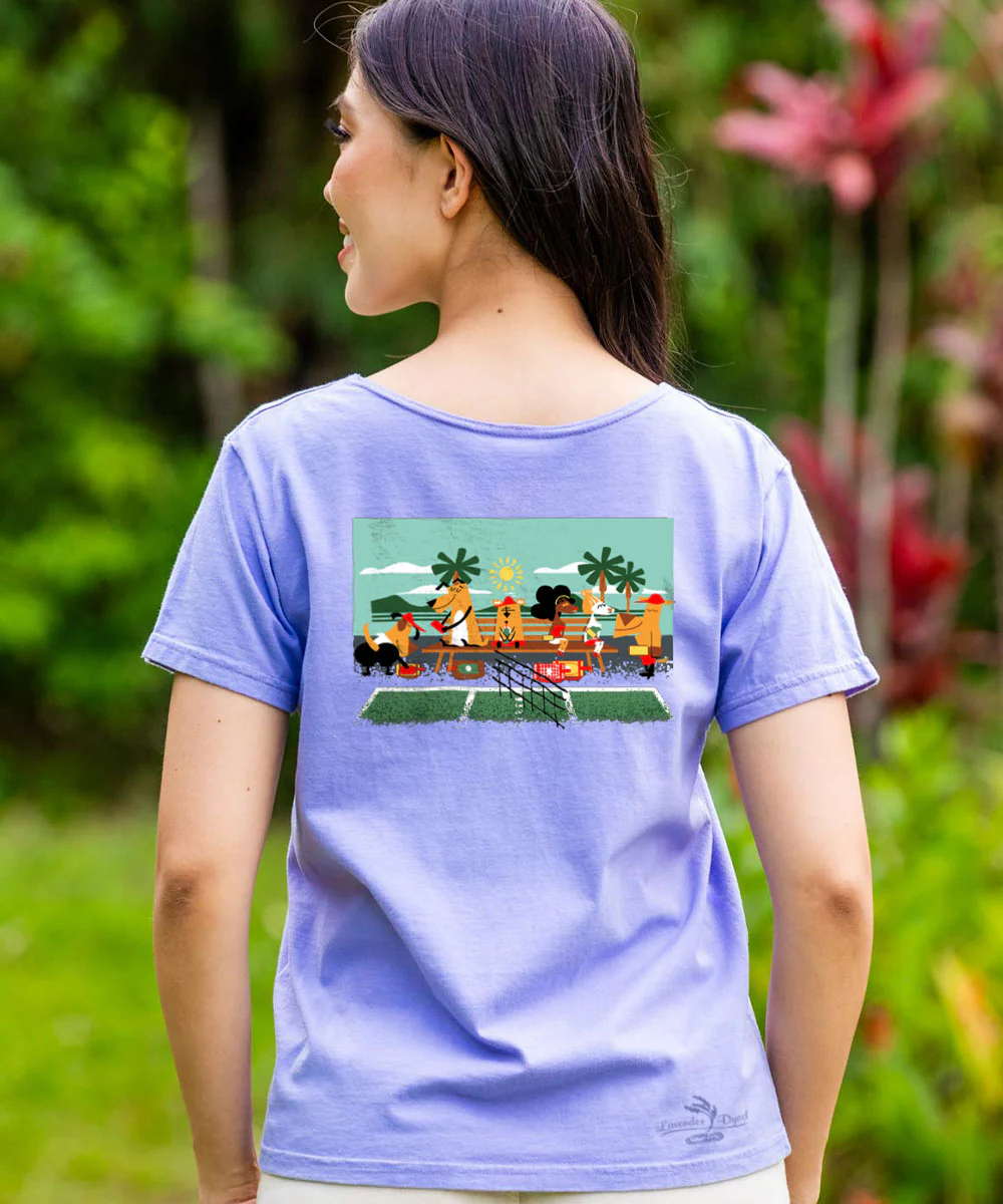 Hawaiian Humane Society Adopt A Dog Pickleball - Lavender Dyed Short Sleeve Scoop Neck T-Shirt - Image 3