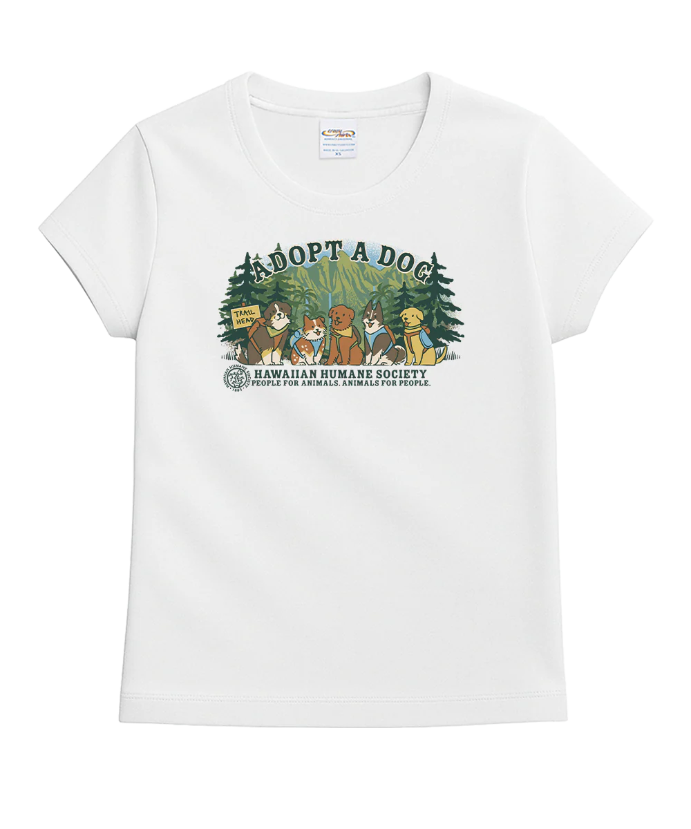 Hawaiian Humane Society Hiking Pups - White Short Sleeve Crewneck T-Shirt
