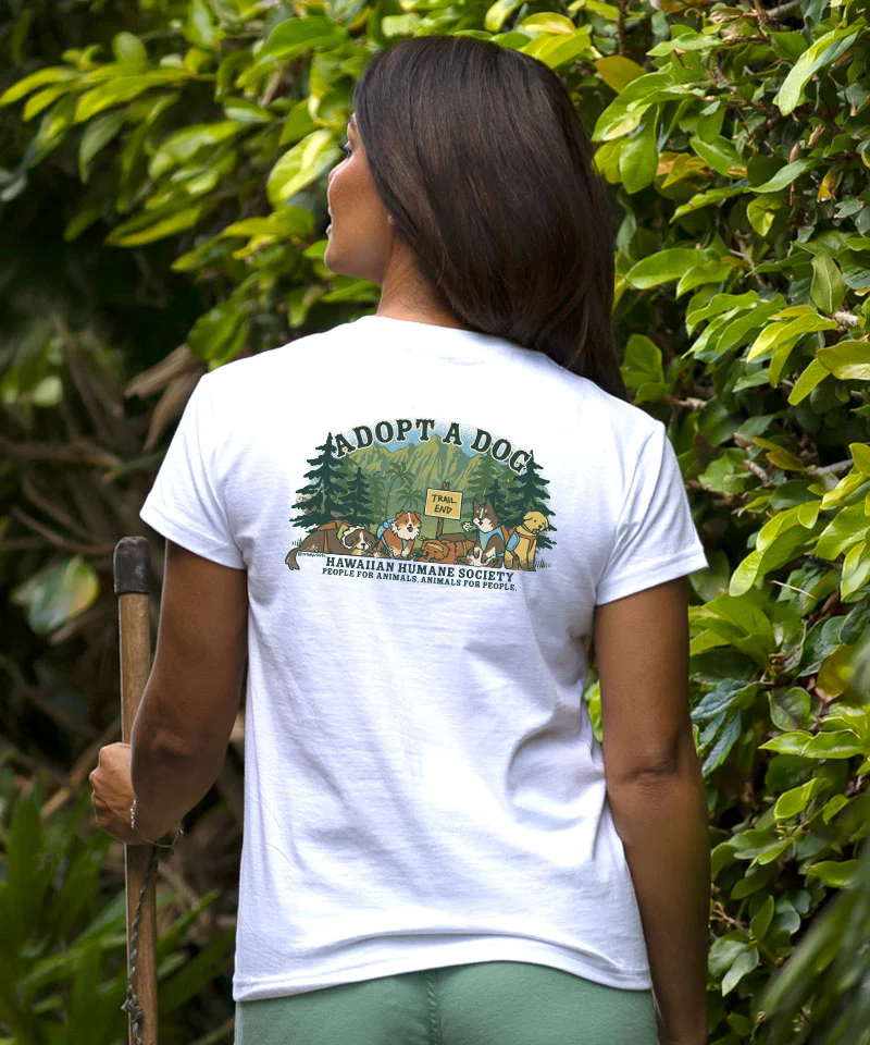 Hawaiian Humane Society Hiking Pups - White Short Sleeve Crewneck T-Shirt - Image 3