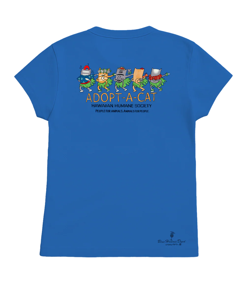 Hawaiian Humane Society Meow Halau - Blue Hawaii Dyed Short Sleeve Crewneck T-Shirt - Image 4