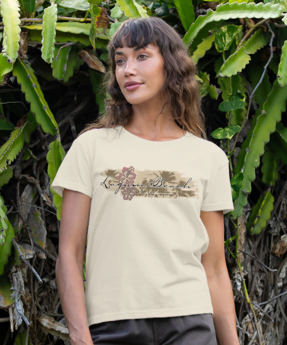 Hibiscus Surf - Coconut Dyed Short Sleeve Crewneck T-Shirt - Image 2