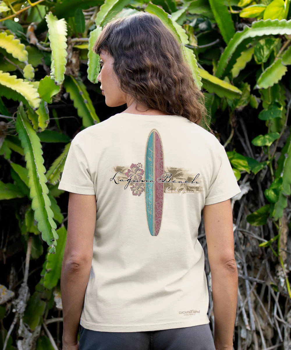 Hibiscus Surf - Coconut Dyed Short Sleeve Crewneck T-Shirt - Image 3