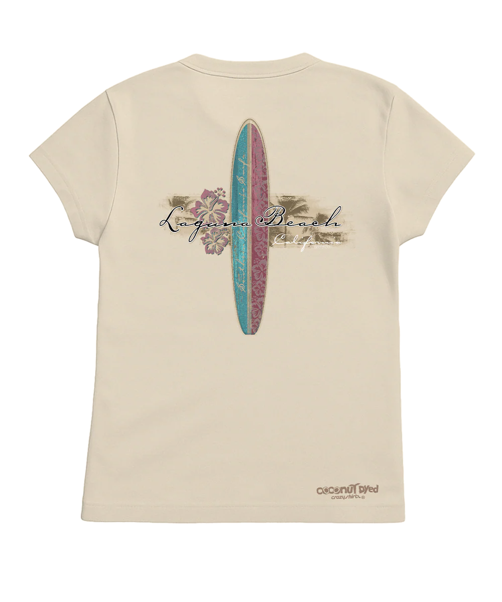 Hibiscus Surf - Coconut Dyed Short Sleeve Crewneck T-Shirt - Image 4